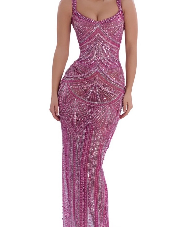 Albina Dyla Dresses & Skirts - Albina Dyla Pink/Blush Beaded Maxi Dress